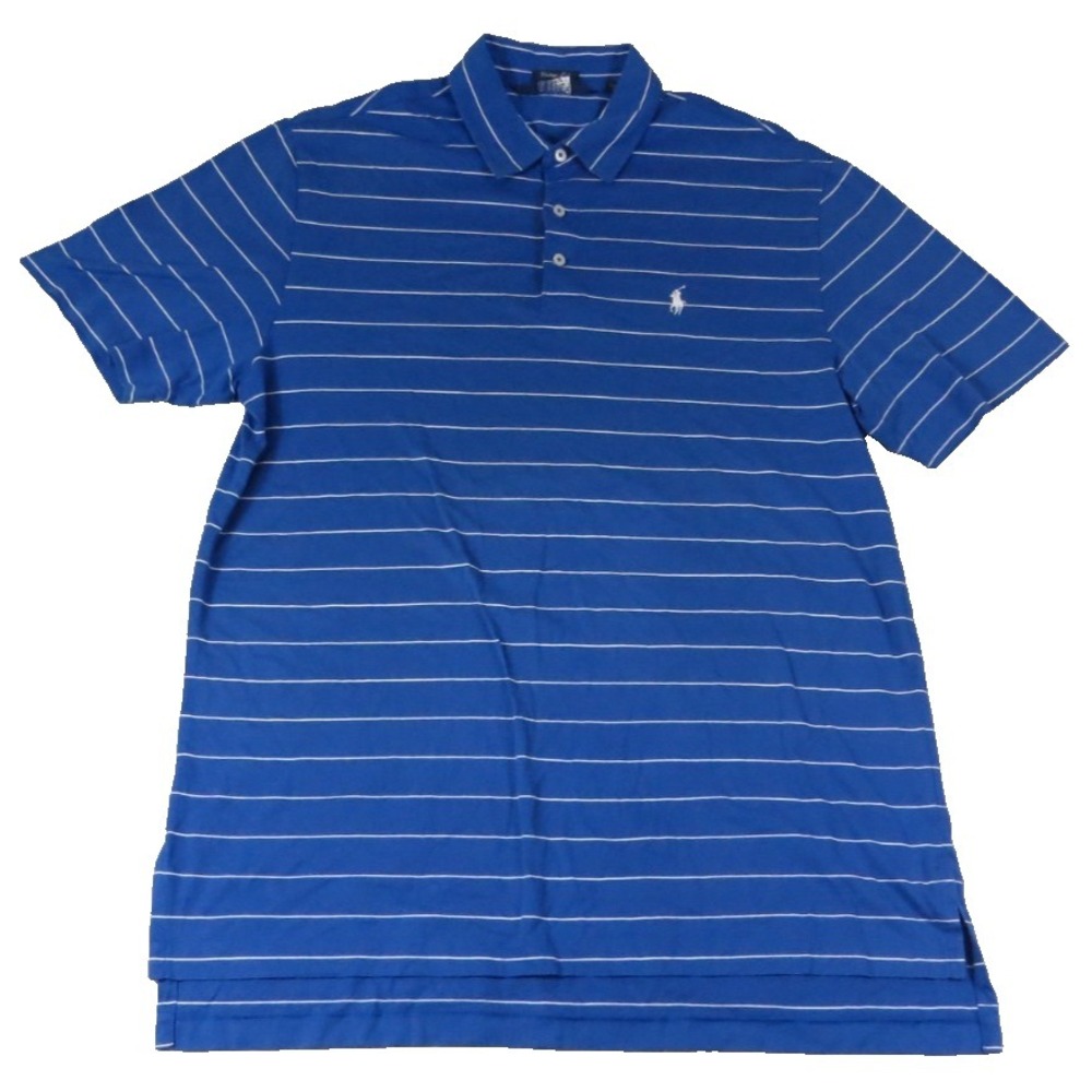 Polo Golf Ralph Lauren Shirt Vintage Lisle Striped Pima Cotton Mens Blue White L